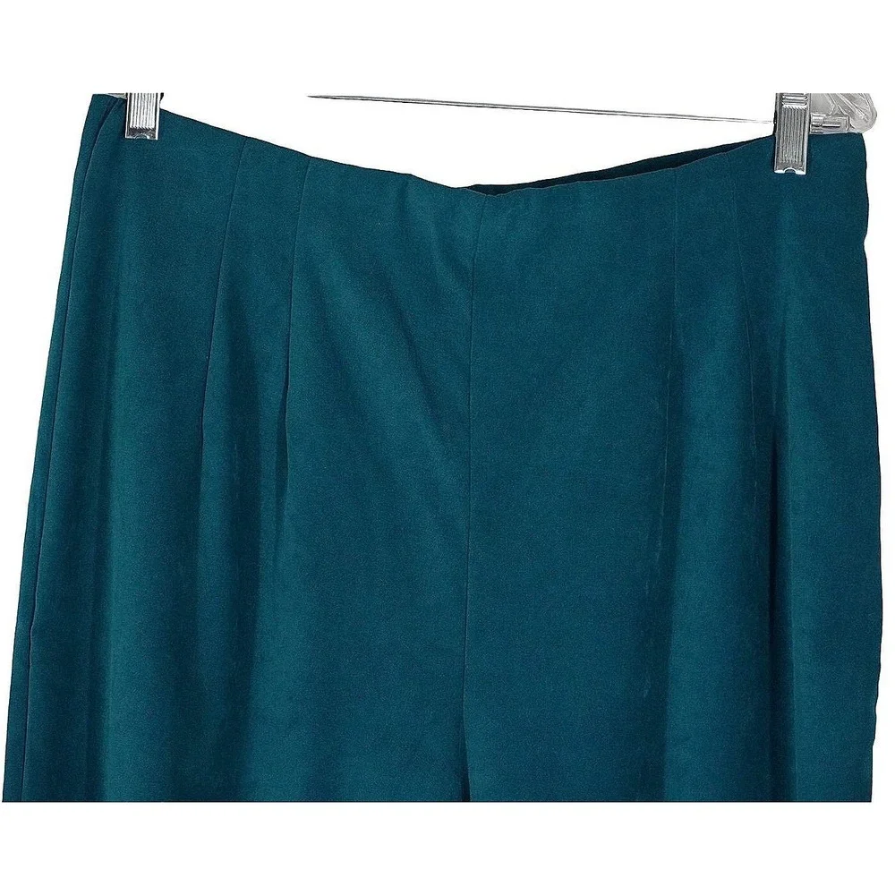 Briggs Pant Suit Womens PL Teal Blue Faux Suede Zip Jacket‎ Straight Leg 2 Piece
